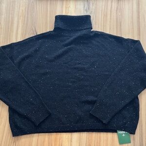 HALARA Black Speckled Knit Turtleneck Sweater